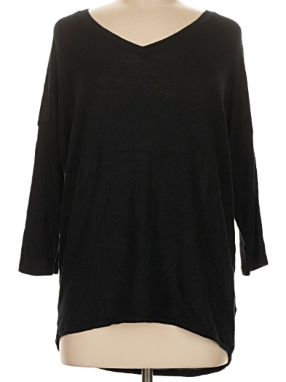 Philosophy Republic Clothing Black 3/4 Sleeve V-Neck Lightweight Sweater Size M